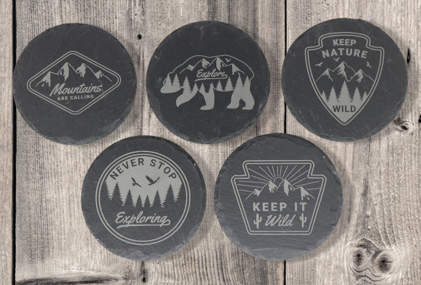 Explore Coaster Set - Round Slate