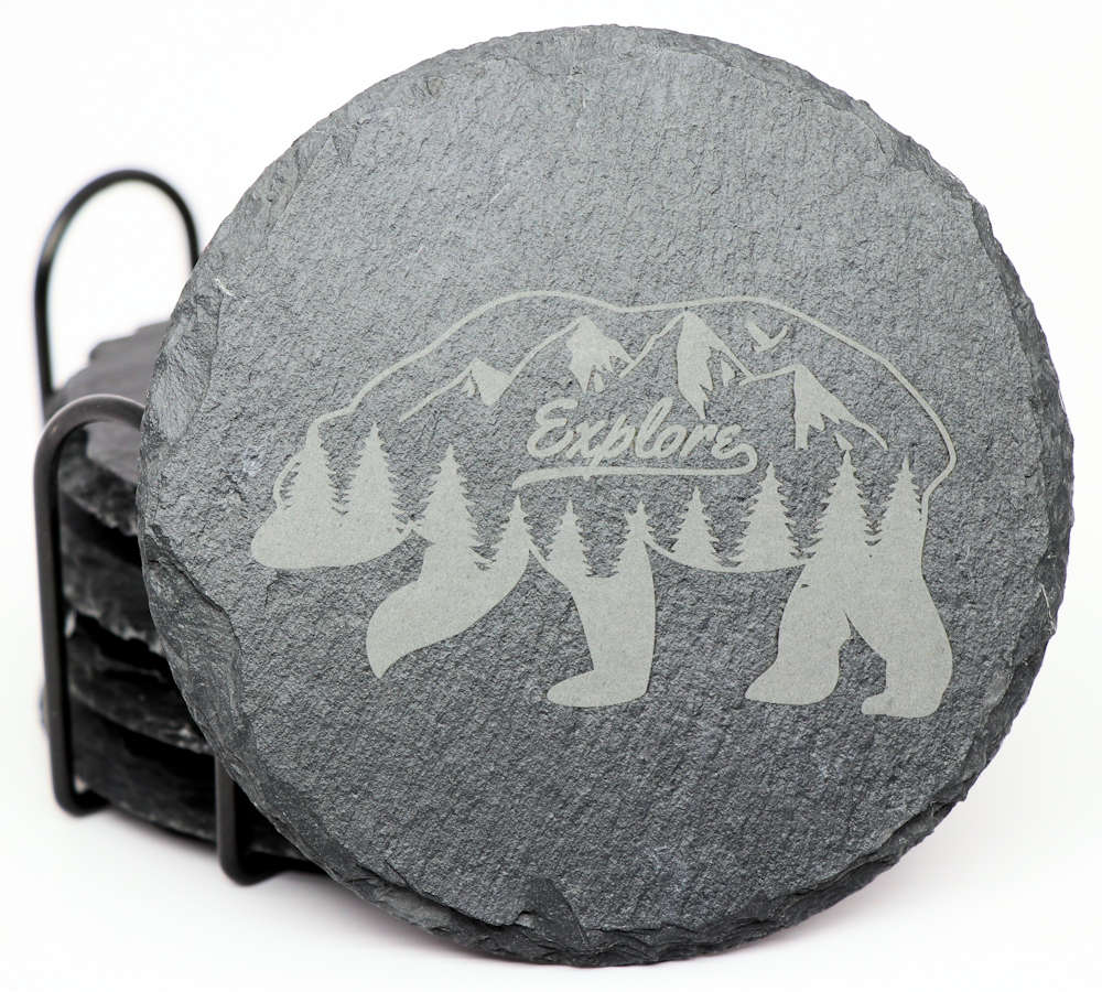 Explore Coaster Set - Round Slate