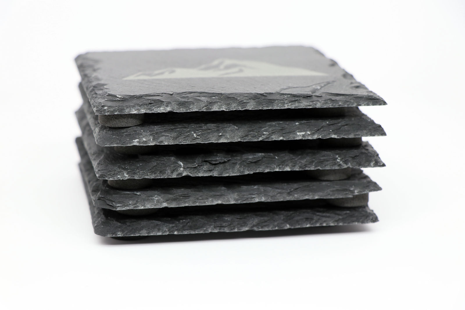 Medieval Coaster Set in Square Slate stacked side view
