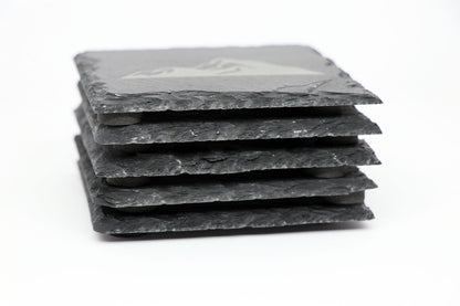 Animal Horns Coaster Set in Square Slate stacked side view