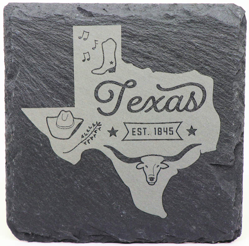 US States Coaster Set - Square Slate