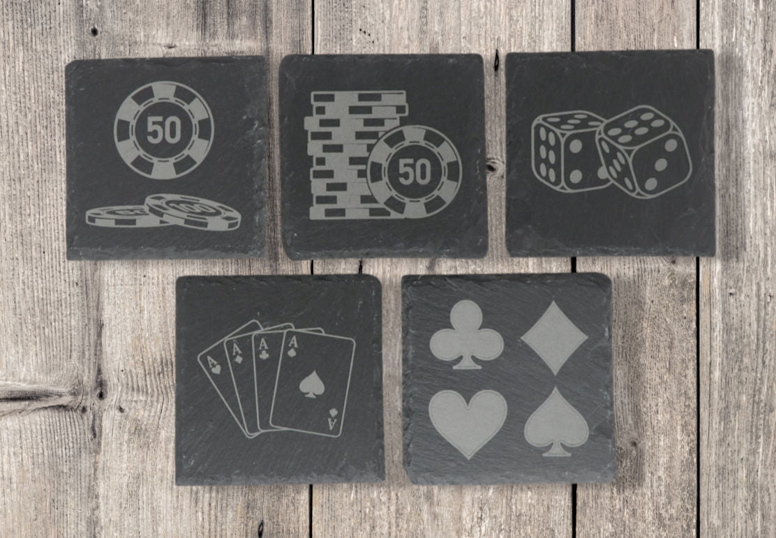 Casino Coaster Set - Square Slate