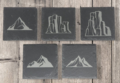 Mountains Coaster Set - Square Slate