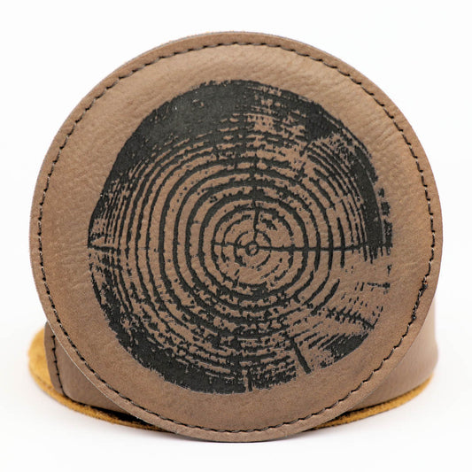 Tree Rings Round Leatherette Coaster Set - Dark Brown