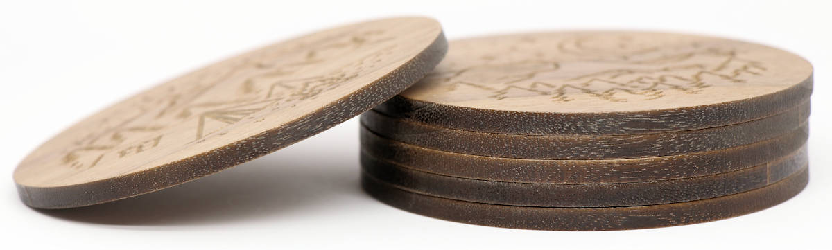 UFO Solid Wood Coaster Set