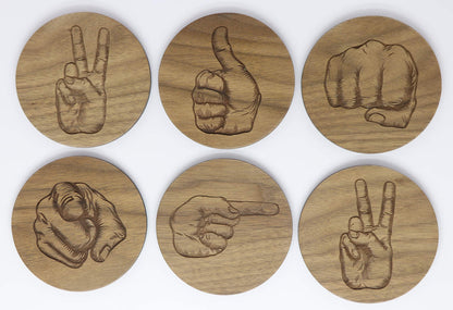 Hands Solid Wood Coaster Set