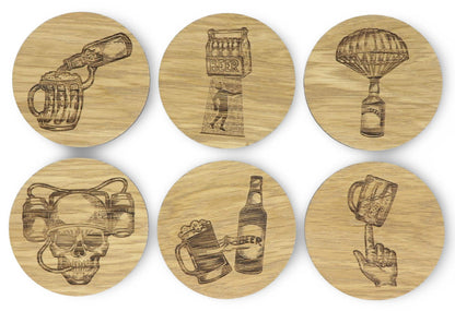 Beer Enthusiast Solid Wood Coaster Set
