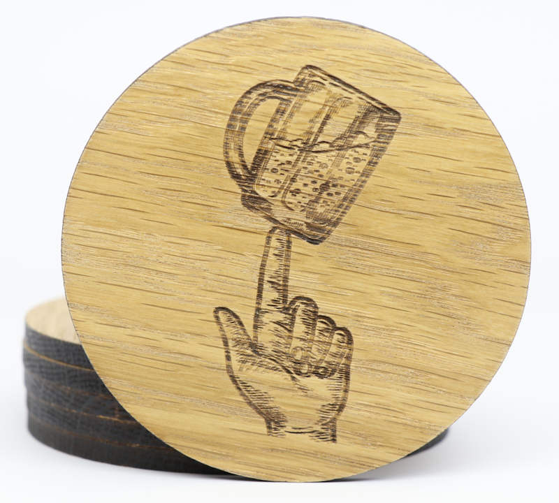 Beer Enthusiast Solid Wood Coaster Set