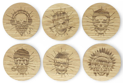 Skulls Solid Wood Coaster Set