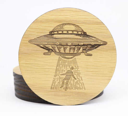 UFO Solid Wood Coaster Set