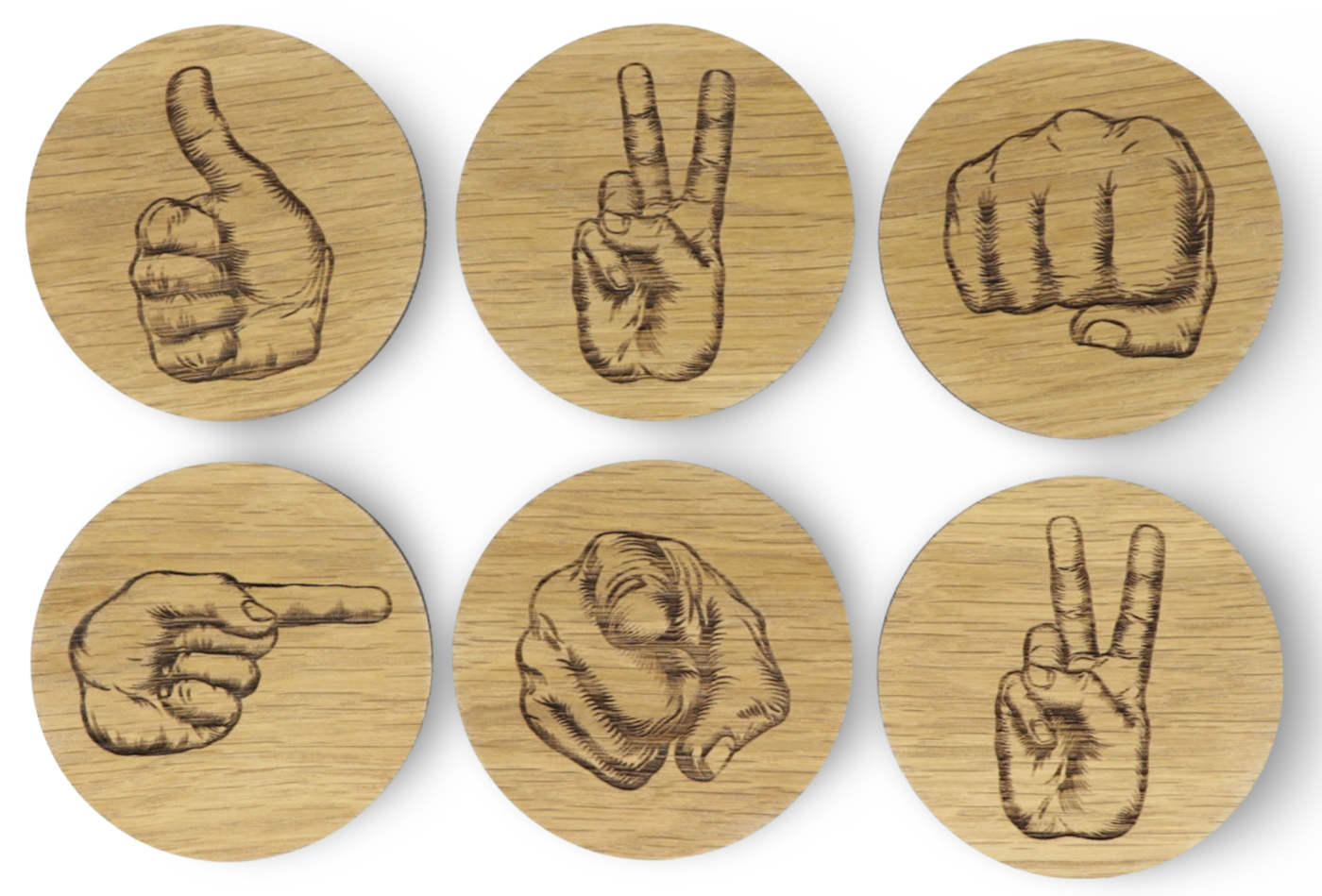 Hands Solid Wood Coaster Set