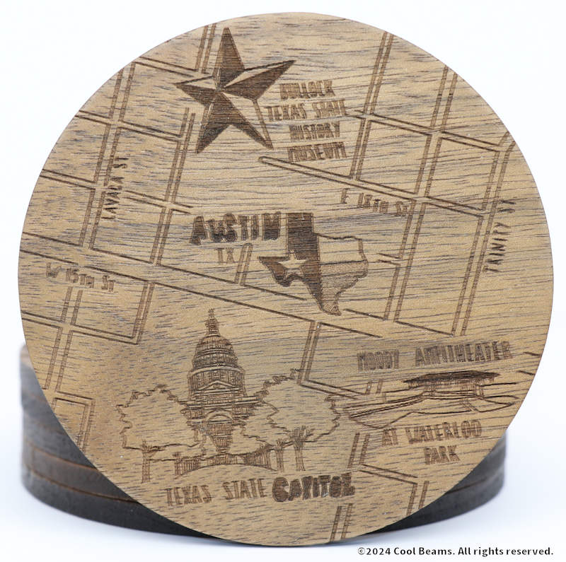 Austin Texas Solid Wood Coasters