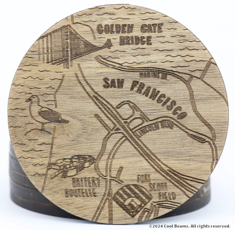 San Francisco California Solid Wood Coaster Set