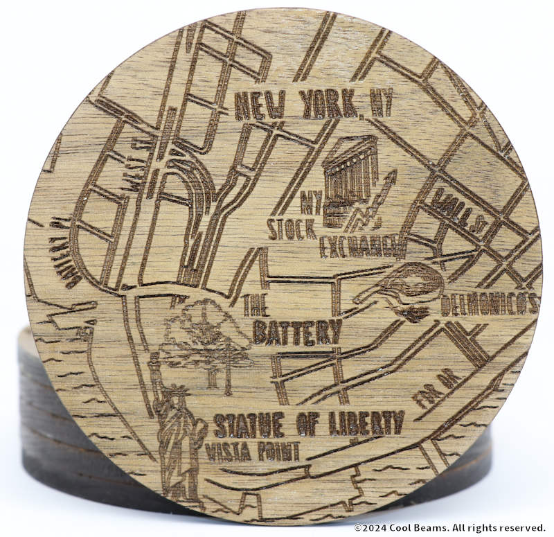 New York New York Solid Wood Coaster Set