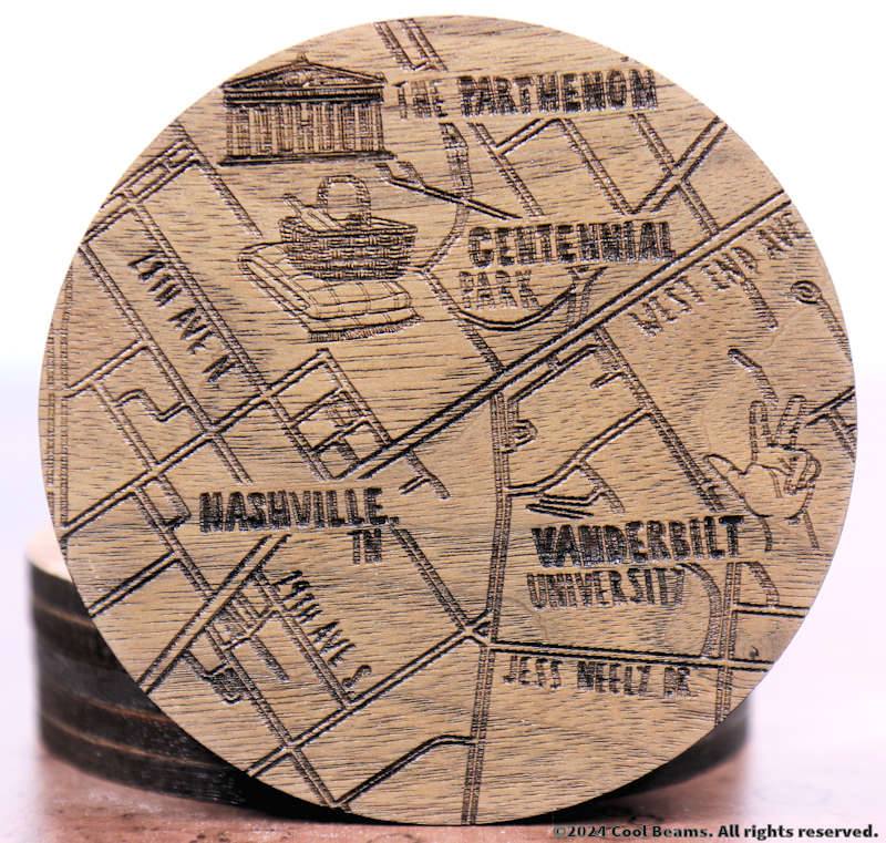 Nashville Tennessee Solid Wood Coaster Set