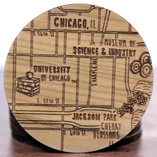 Chicago Illinois Solid Wood Coaster Set