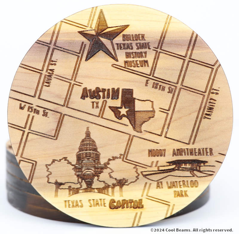 Austin Texas Solid Wood Coasters