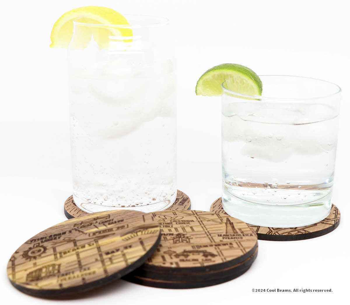 San Francisco California Solid Wood Coaster Set