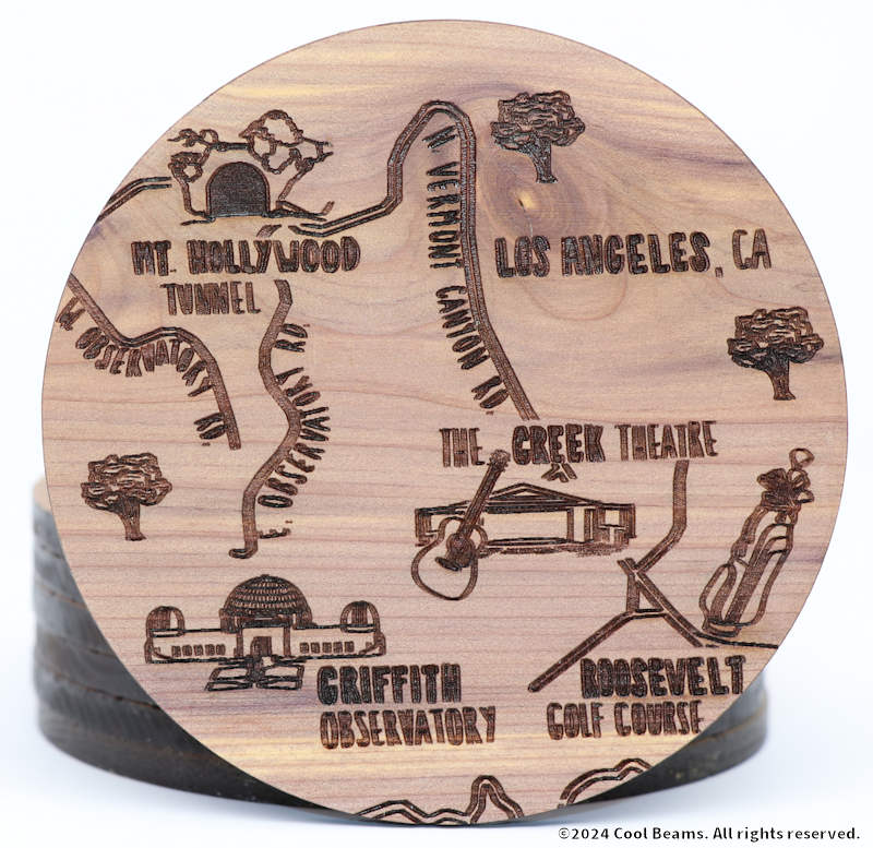 Los Angeles California Solid Wood Coaster Set