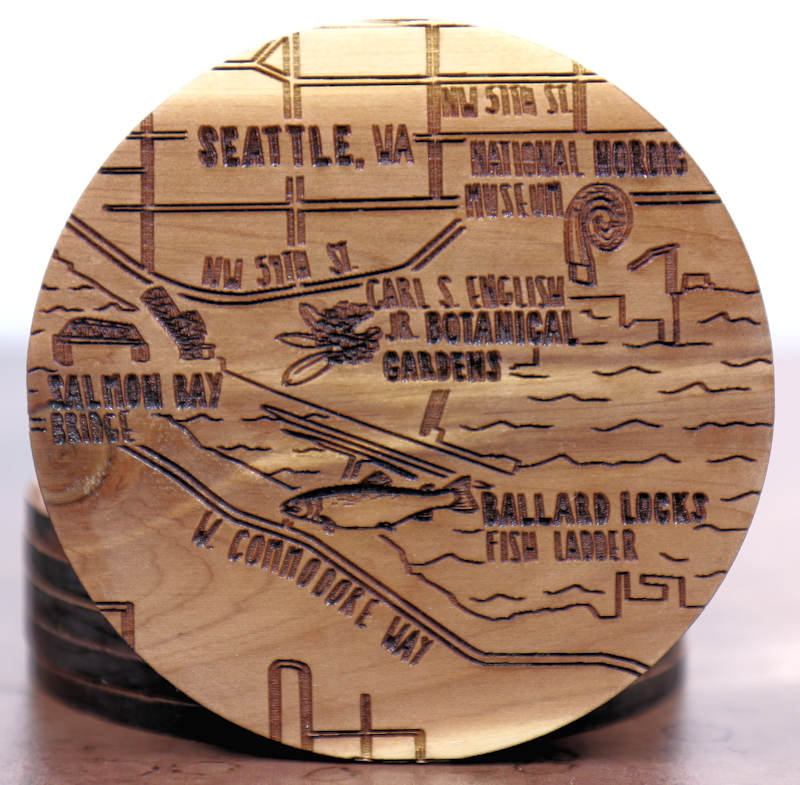Seattle Washington Solid Wood Coaster Set