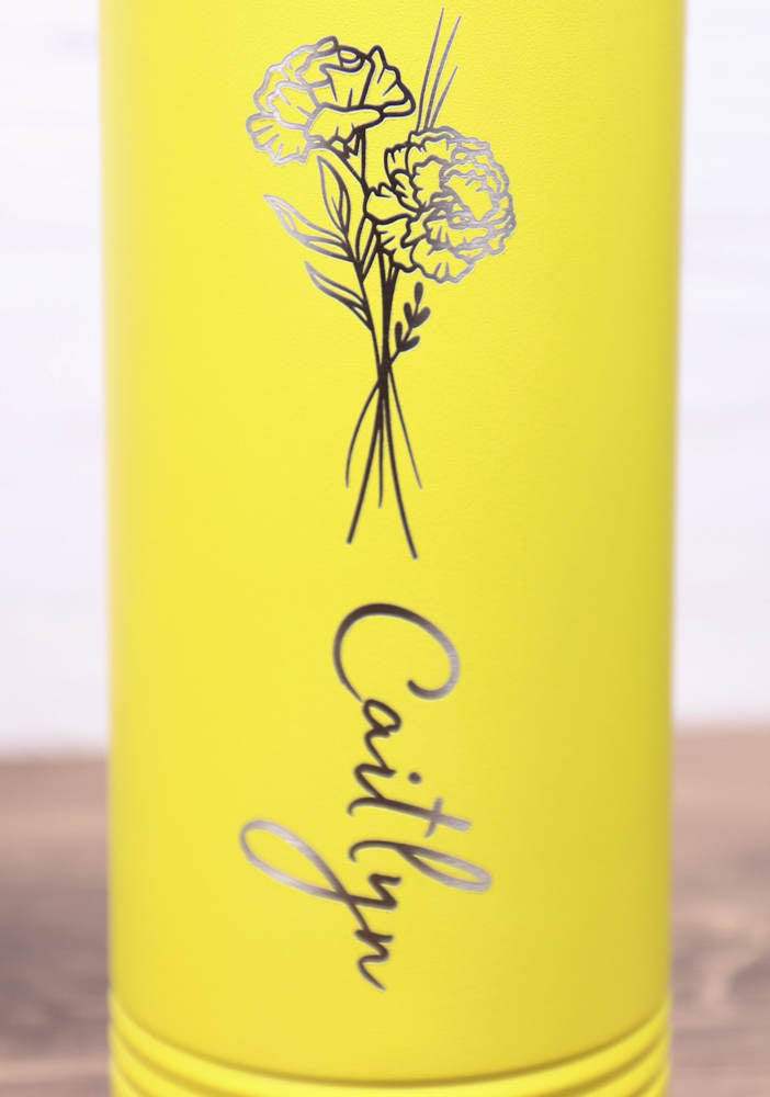 32 oz. Double Wall Insulated Water Bottle with Flip Top Straw - Birth Flower