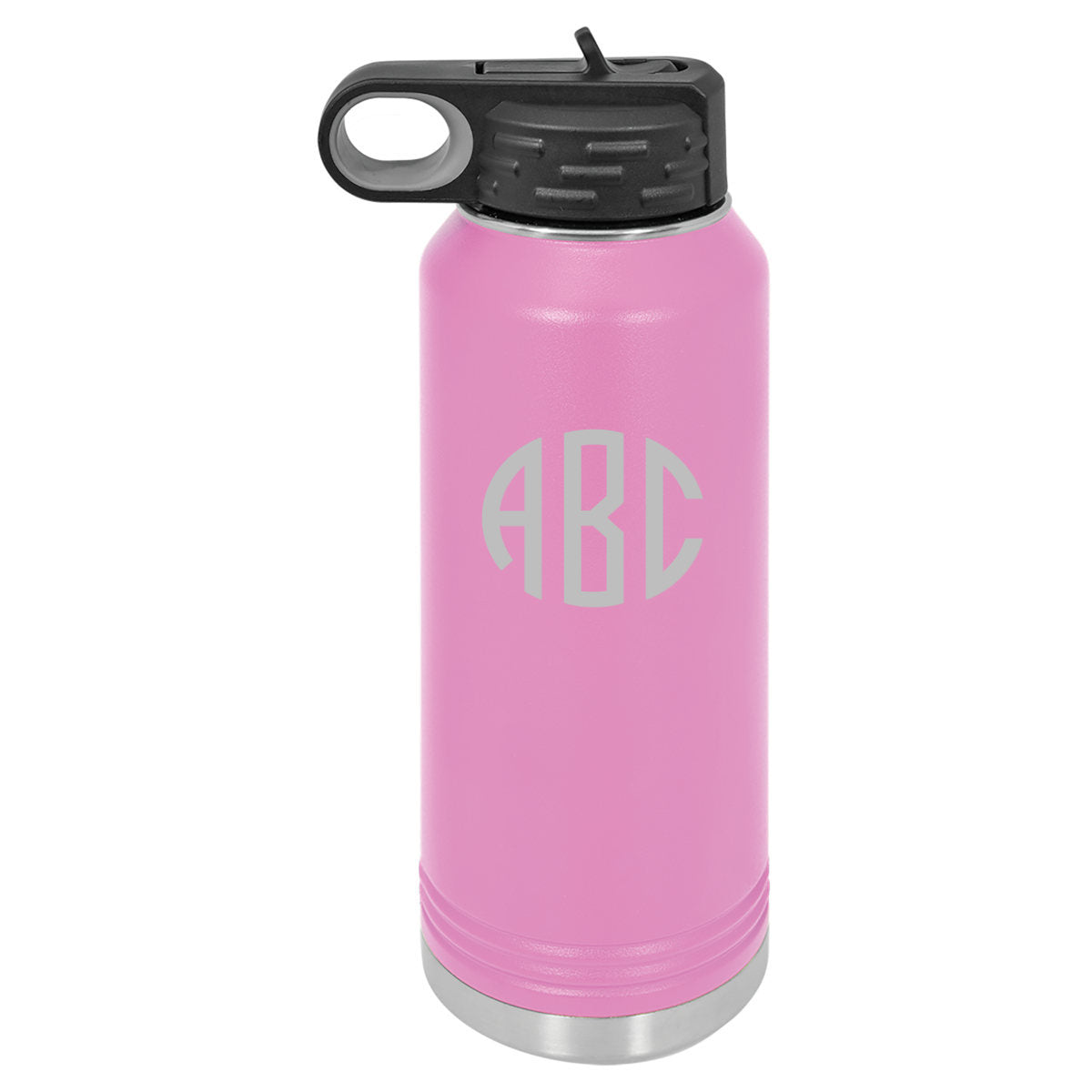 32 oz. Double Wall Insulated Water Bottle with Flip Top Straw - Monogram