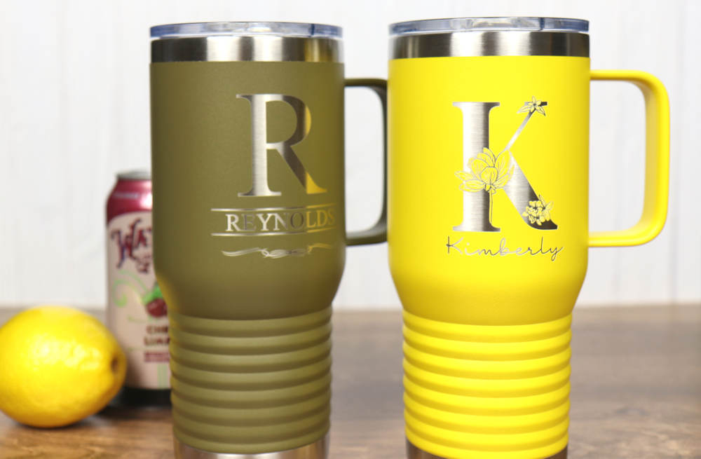 Travel Mug 20 oz. Vacuum Insulated Tumbler with Slider Lid - Monogram