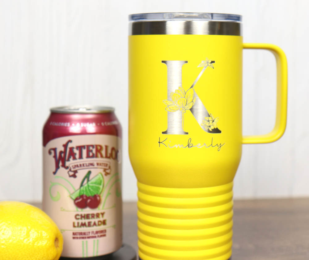 Travel Mug 20 oz. Vacuum Insulated Tumbler with Slider Lid - Monogram