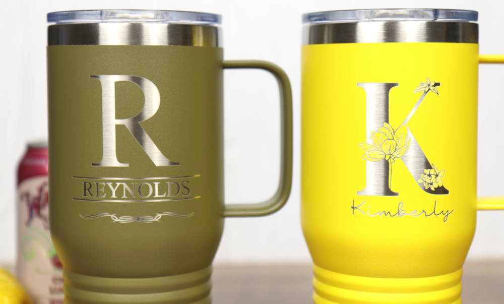 Travel Mug 20 oz. Vacuum Insulated Tumbler with Slider Lid - Monogram