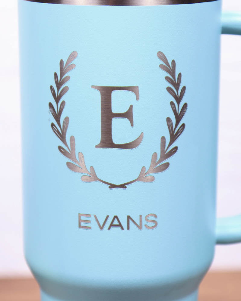 Travel Mug 40 oz. Vacuum Insulated Tumbler with Straw - Monogram