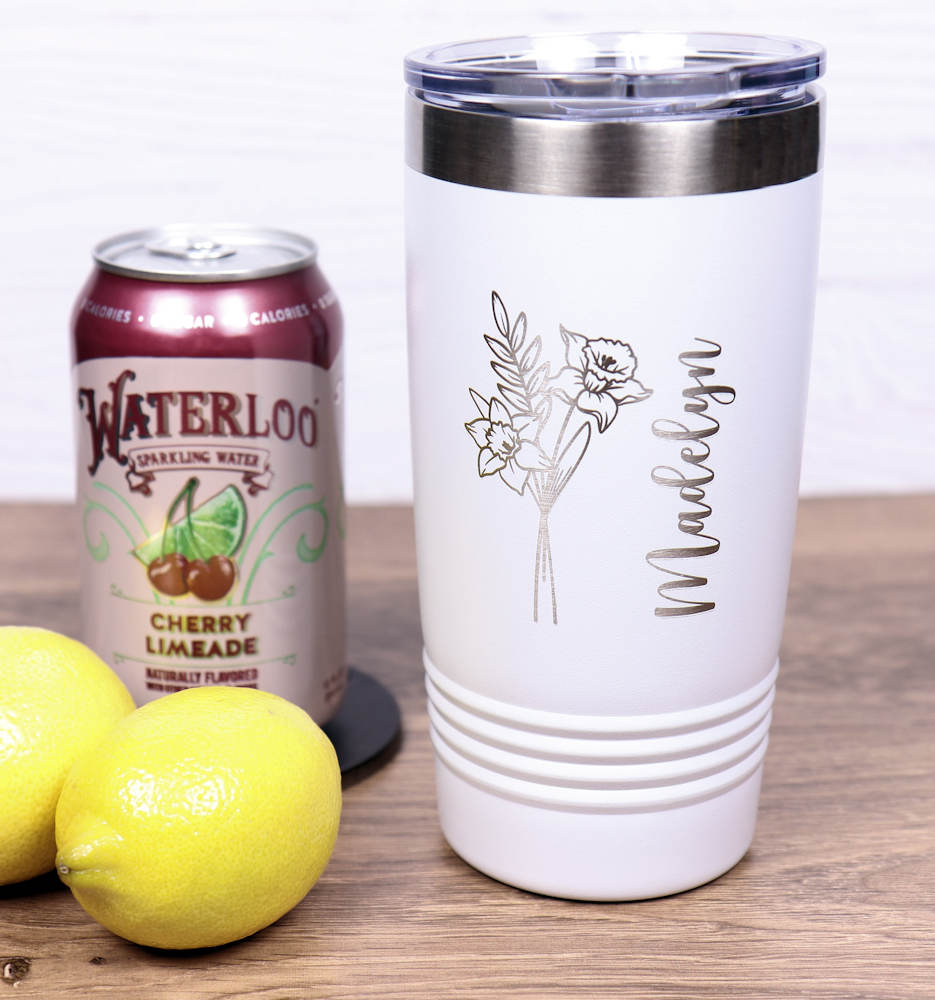 20 oz. Vacuum Insulated Tumbler with Slider Lid - Birth Flower
