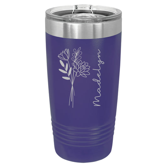 20 oz. Vacuum Insulated Tumbler with Slider Lid - Birth Flower