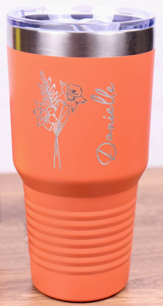 30 oz. Vacuum Insulated Tumbler with Slider Lid - Birth Flower