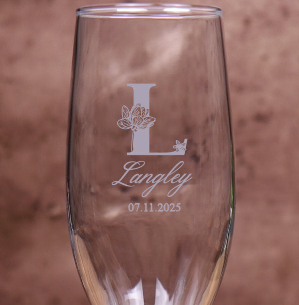 Champagne Flute 8 Ounce - Monogram