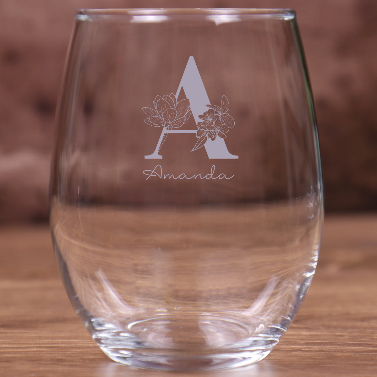 Stemless Wine Glass 15 Ounce - Monogram