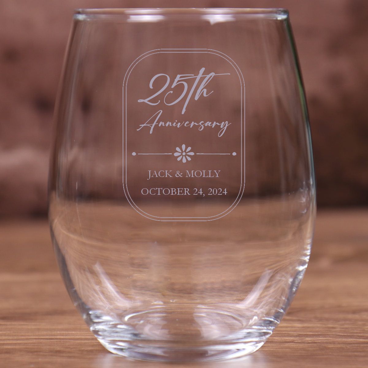 Stemless Wine Glass 15 Ounce - Anniversary