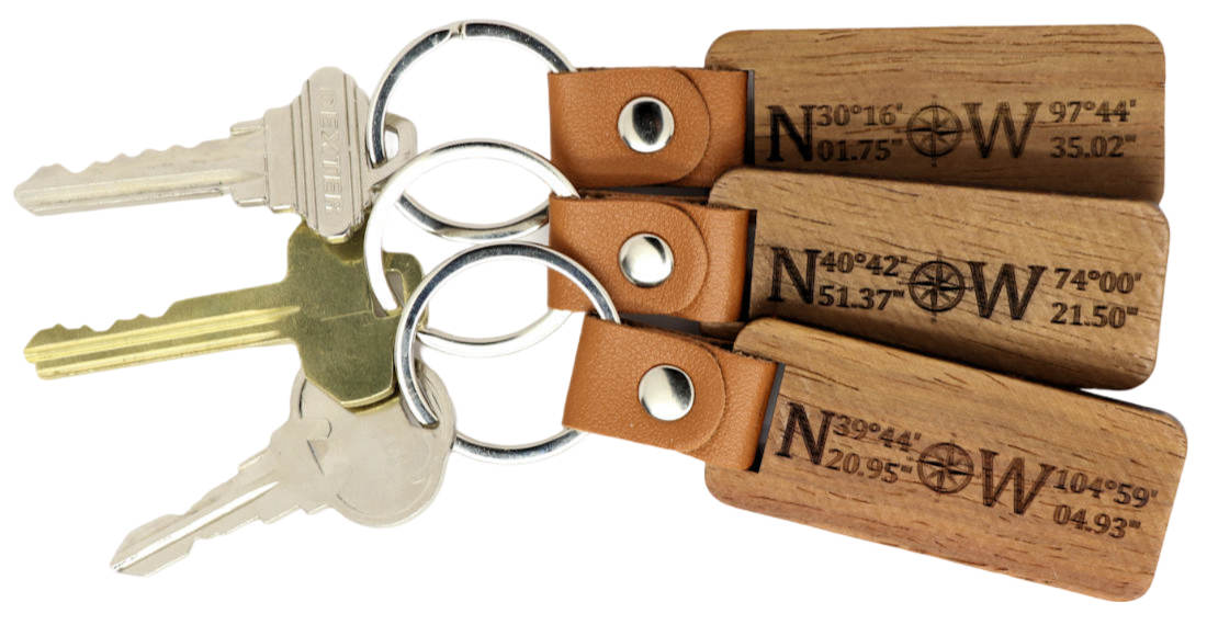 U.S. Cities Wood Keychain