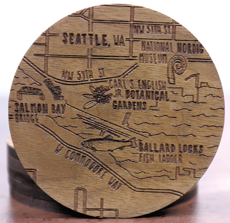 Seattle Washington Solid Wood Coaster Set