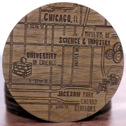 Chicago Illinois Solid Wood Coaster Set