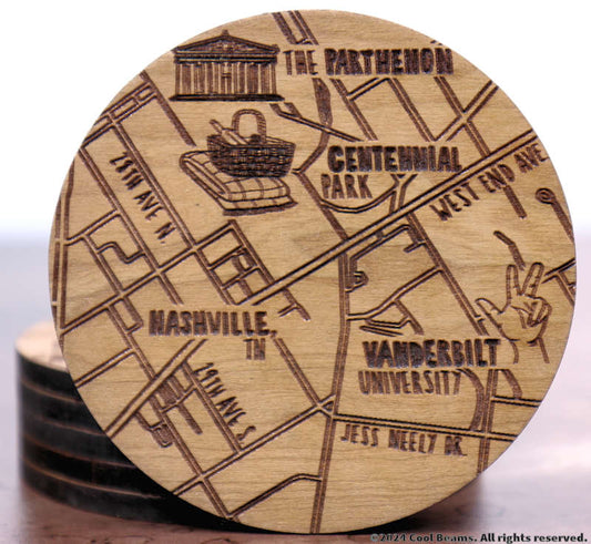 Nashville Tennessee Solid Wood Coaster Set