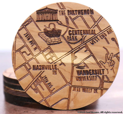 Nashville Tennessee Solid Wood Coaster Set