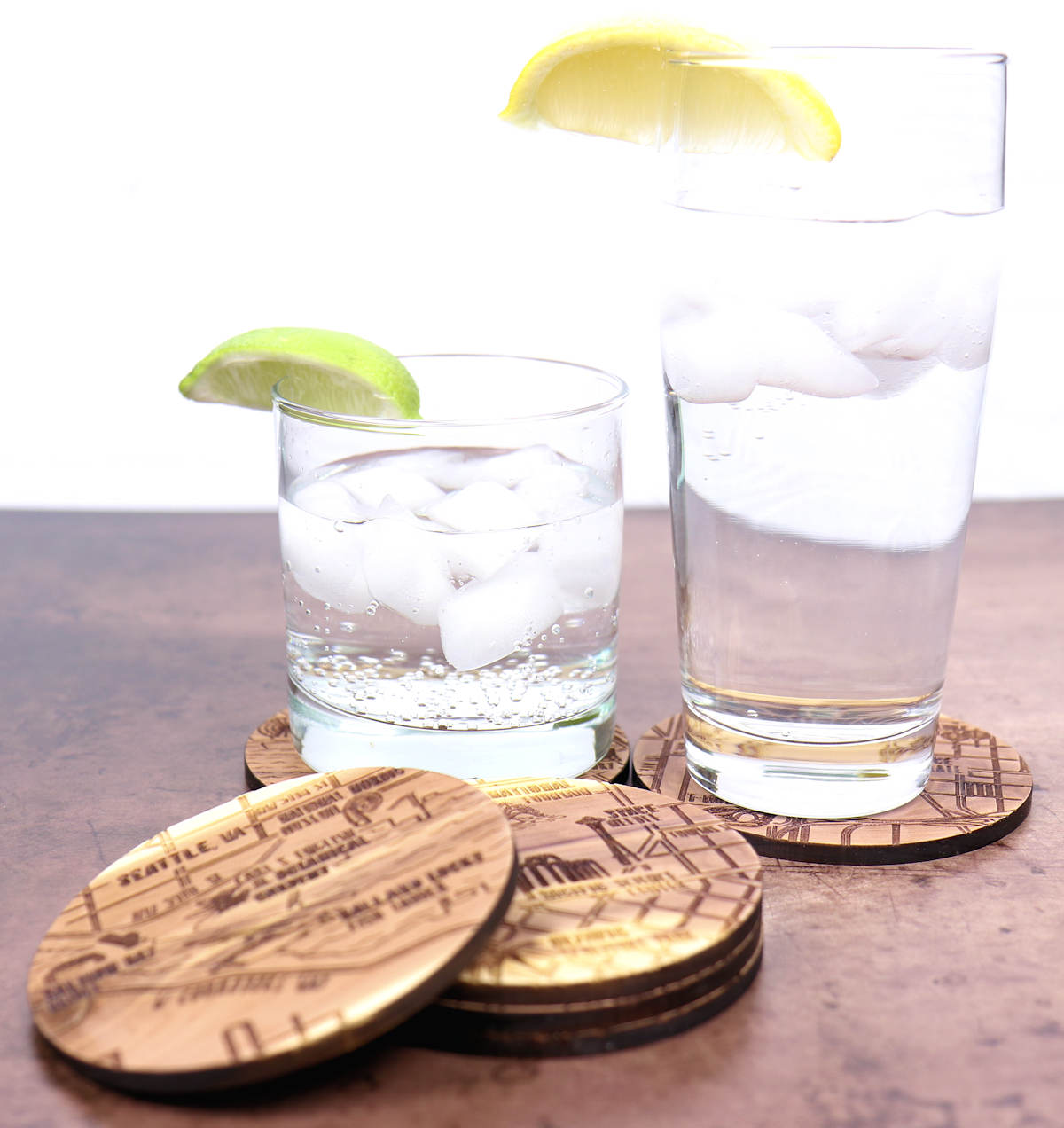Seattle Washington Solid Wood Coaster Set