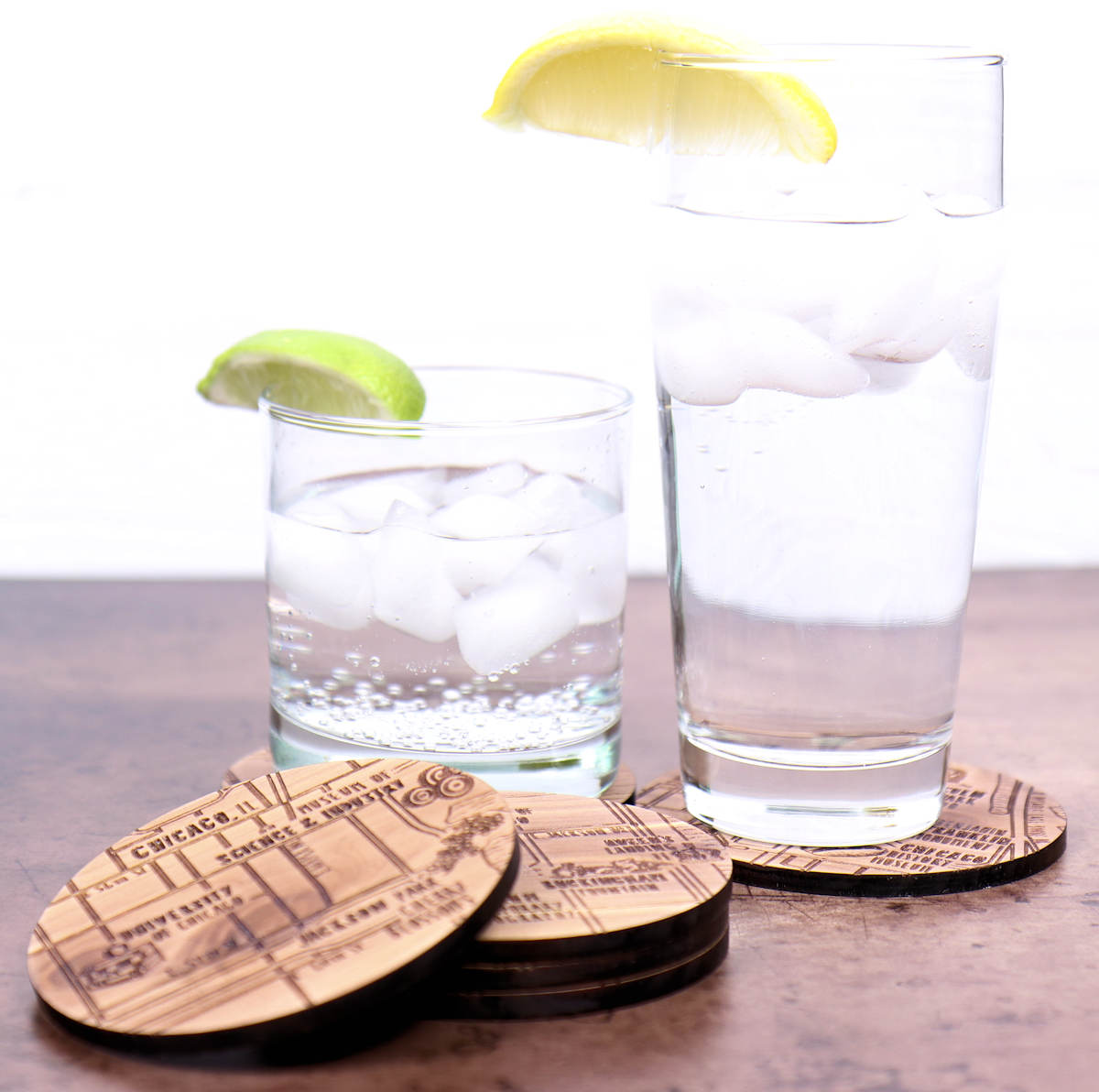 Chicago Illinois Solid Wood Coaster Set