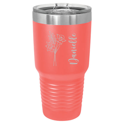 30 oz. Vacuum Insulated Tumbler with Slider Lid - Birth Flower