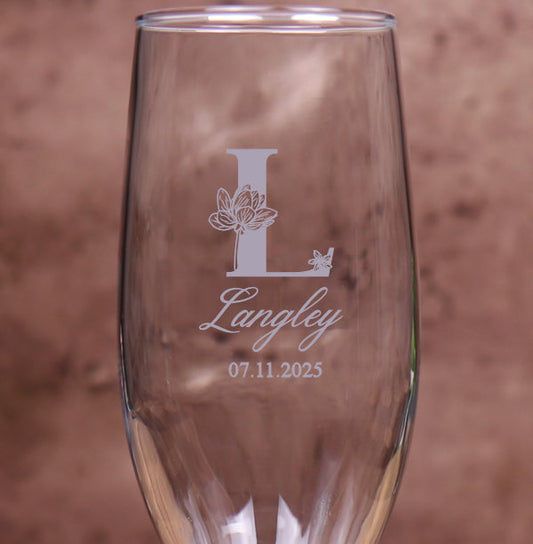 Champagne Flute 8 Ounce - Monogram