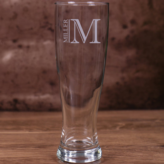 Pilsner Glass 16 Ounce - Monogram