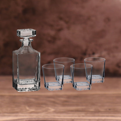 Square Decanter Set with Four Rocks Glasses - Monogram