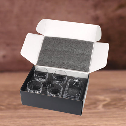 Square Decanter Set with Four Rocks Glasses - Monogram